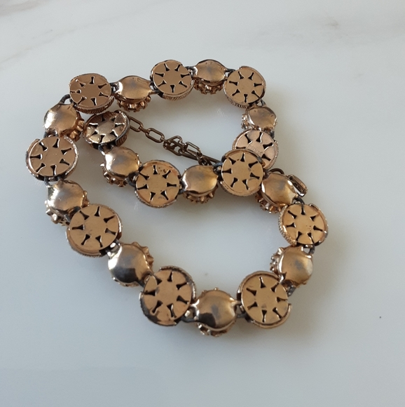 VTG SIGNED KRAMER New York Textured Gold Tone Rhinestone Choker 17" - Picture 6 of 7